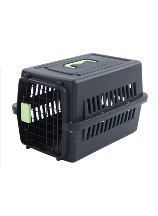 Pet Carrier Box, Dark Grey, Hard-Sided Travel Crate with Top Handle and Ventilation Grilles 48cm - Image 3